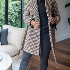 Avec Les Filles  Checkered Double-Breasted Pea Coat